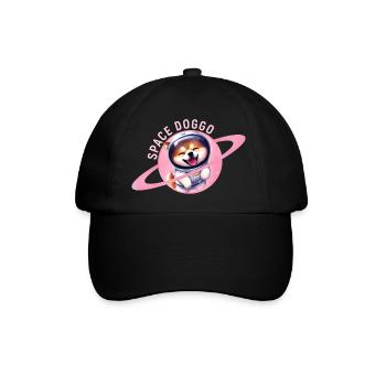 Happy Space Doggo - Süße Gestaltung - Baseballkappe - Schwarz/Schwarz - Vorne