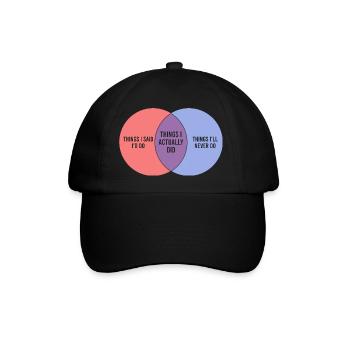Lazy Funny Venn Diagram Procrastination - Baseballkappe - Schwarz/Schwarz - Vorne