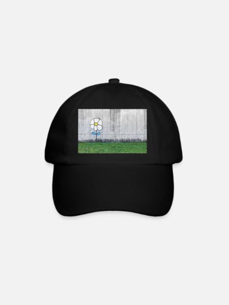 Graffiti eines Gänseblümchens - Baseballkappe - Schwarz/Schwarz