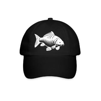 Karpfen transparent weiß - Baseballkappe - Schwarz/Schwarz - Vorne