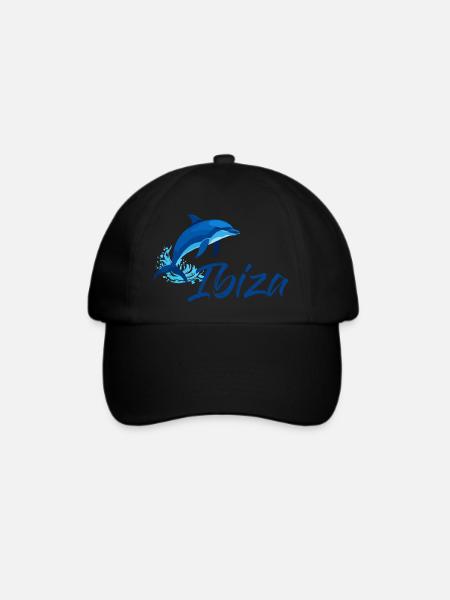 Ibiza Urlaub mit Delfin - Baseballkappe - Schwarz/Schwarz