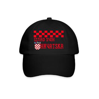 Kroatien hrvatska kroatien hrv hr zagreb geteilte Flagge - Baseballkappe - Schwarz/Schwarz - Vorne