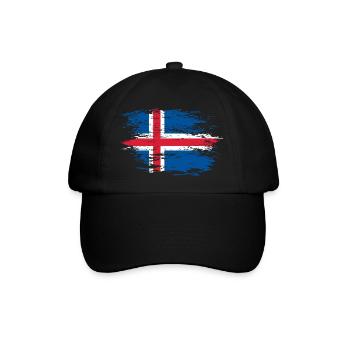 Island Flagge used - Baseballkappe - Schwarz/Schwarz - Vorne