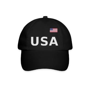 TEAM USA amerikanische Flagge Fahne über Schrift - Baseballkappe - Schwarz/Schwarz - Vorne