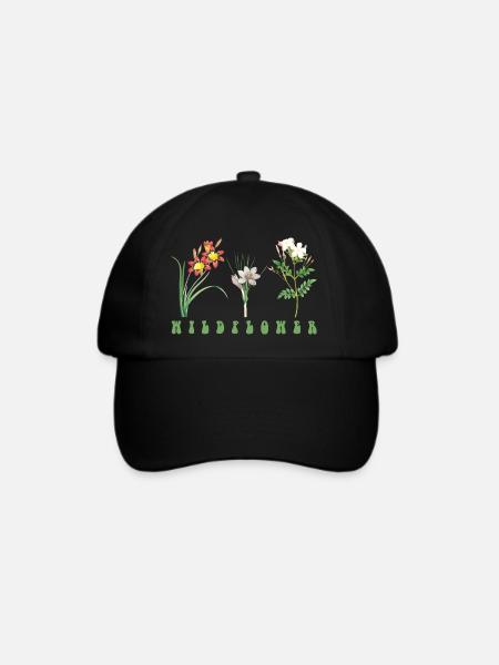 Blume - Baseballkappe - Schwarz/Schwarz