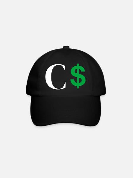 Buchstabe c Dollar - Baseballkappe - Schwarz/Schwarz