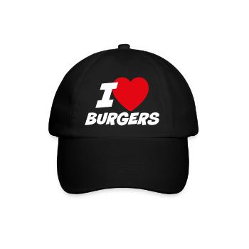 Ich liebe Burger - Baseballkappe - Schwarz/Schwarz - Vorne