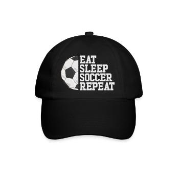 Eat Sleep Soccer Repeat Fußballspieler Mädchen Jun - Baseballkappe - Schwarz/Schwarz - Vorne