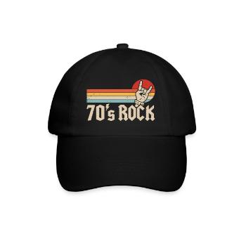 70er Rockmusik 1970er Metal Band Mottoparty - Baseballkappe - Schwarz/Schwarz - Vorne