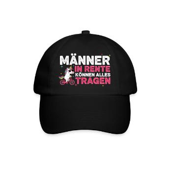 Rentner Einhorn Lustiger Spruch Rente Ruhestand - Baseballkappe - Schwarz/Schwarz - Vorne