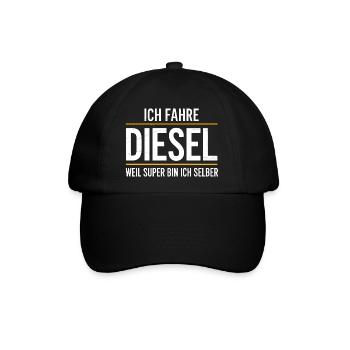 Ich fahre Diesel, weil Super bin ich selber  - Baseballkappe - Schwarz/Schwarz - Vorne
