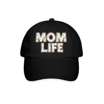 Mom Life Pastellherzen Scribble - Baseballkappe - Schwarz/Schwarz - Vorne