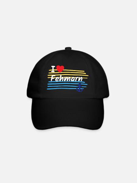 Ich liebe Fehmarn Küstenlook - Baseballkappe - Schwarz/Schwarz