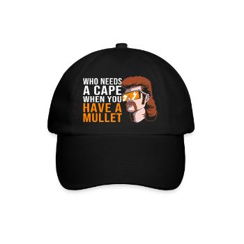 Mullet Haarschnitt Vokuhila - Baseballkappe - Schwarz/Schwarz - Vorne