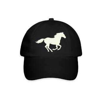 Springender Hengst Silhouette - Baseballkappe - Schwarz/Schwarz - Vorne