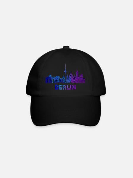 Berliner Skyline Skizze - Baseballkappe - Schwarz/Schwarz