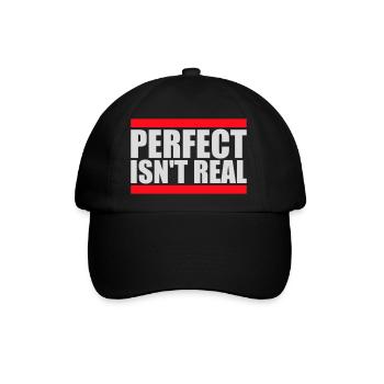 Perfect isn't real Perfekt Gibt Es Nicht Logo Text - Baseballkappe - Schwarz/Schwarz - Vorne