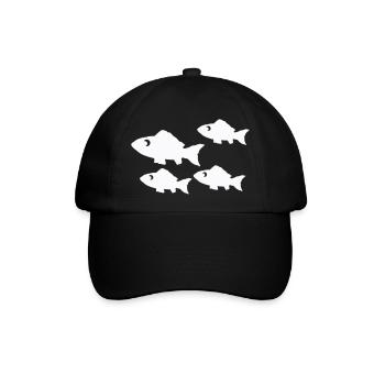 Vier Fischsilhouetten Muster - Baseballkappe - Schwarz/Schwarz - Vorne