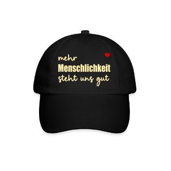 Demokratie Herz Menschlichkeit - Baseballkappe - Schwarz/Schwarz - Vorne