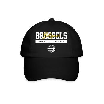 Brüssel Belgien Koordinaten Reise Souvenir - Baseballkappe - Schwarz/Schwarz - Vorne