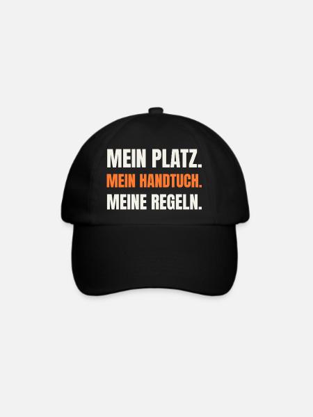 Sauna Humor: Mein Platz, mein Handtuch - Baseballkappe - Schwarz/Schwarz