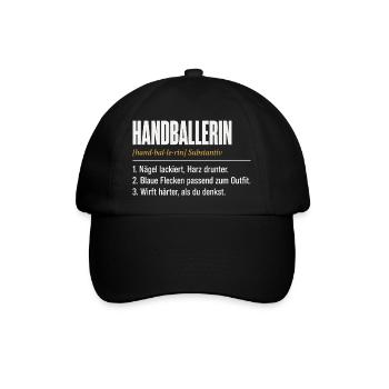 Handballerin Definition – Lustiges Damen Shirt - Baseballkappe - Schwarz/Schwarz - Vorne