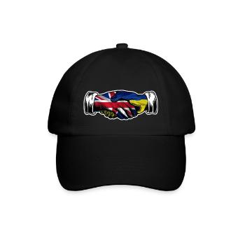 Ich stehe mit der Ukraine UK Britische Flagge - Baseballkappe - Schwarz/Schwarz - Vorne