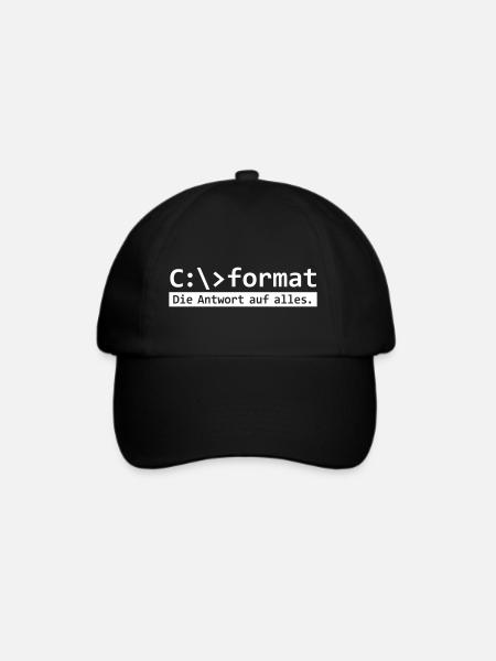 Format C - Formatierung Konsole Nerd Geek Retro - Baseballkappe - Schwarz/Schwarz