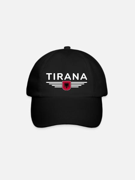 Tirana Design – Herz Albaniens - Baseballkappe - Schwarz/Schwarz