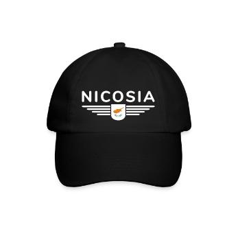 Nikosia Design – Hauptstadt Zyperns - Baseballkappe - Schwarz/Schwarz - Vorne