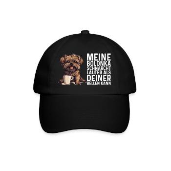 Meine Bolonka schnarcht lauter - Bolonka Zwetna - Baseballkappe - Schwarz/Schwarz - Vorne
