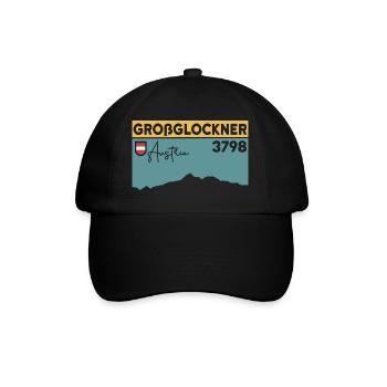 Großglockner Besteigung Tour Finisher Andenken - Baseballkappe - Schwarz/Schwarz - Vorne