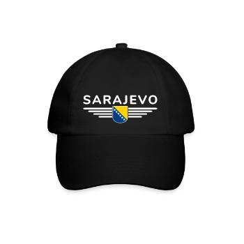 Sarajevo Bosnien Fan T-Shirt - Baseballkappe - Schwarz/Schwarz - Vorne