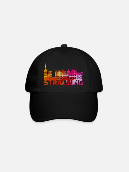 Hansestadt Stralsund Silhouette Skyline Ostsee B - Baseballkappe - Schwarz/Schwarz