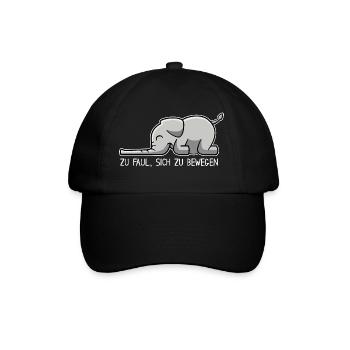 Elefant - zu faul, sich zu bewegen - Baseballkappe - Schwarz/Schwarz - Vorne