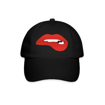 Rote Lippen sagen Küss mich - Baseballkappe - Schwarz/Schwarz - Vorne
