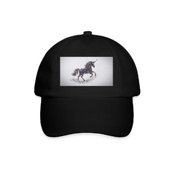 Glitzerndes Einhorn-Mosaik - Baseballkappe - Schwarz/Schwarz - Vorne