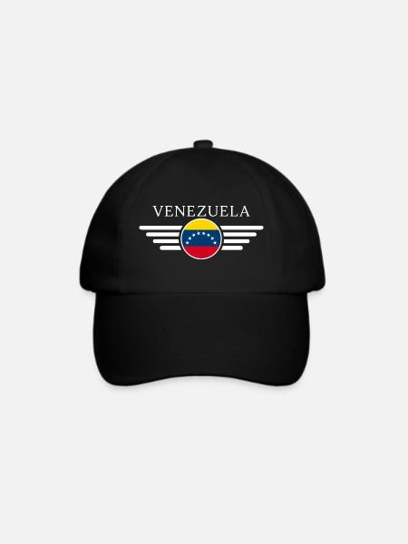 Venezuela Stil Design T-Shirt - Baseballkappe - Schwarz/Schwarz