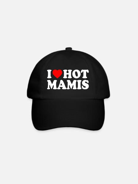 I love hot mamis - Baseballkappe - Schwarz/Schwarz