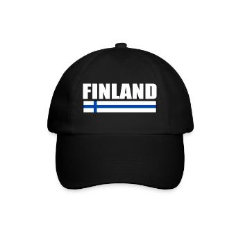 FINNLAND FINNISCHE FLAGGE - Baseballkappe - Schwarz/Schwarz - Vorne