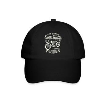 Super Motor - Motorrad - Baseballkappe - Schwarz/Schwarz - Vorne