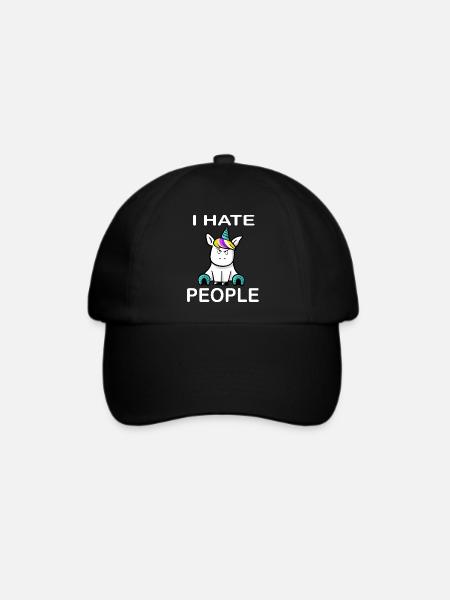 I hate People Unicorn Einhorn - Baseballkappe - Schwarz/Schwarz