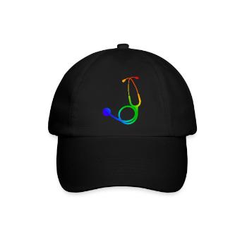 Stethoskop farbig | Stethoscope coloured - Baseballkappe - Schwarz/Schwarz - Vorne