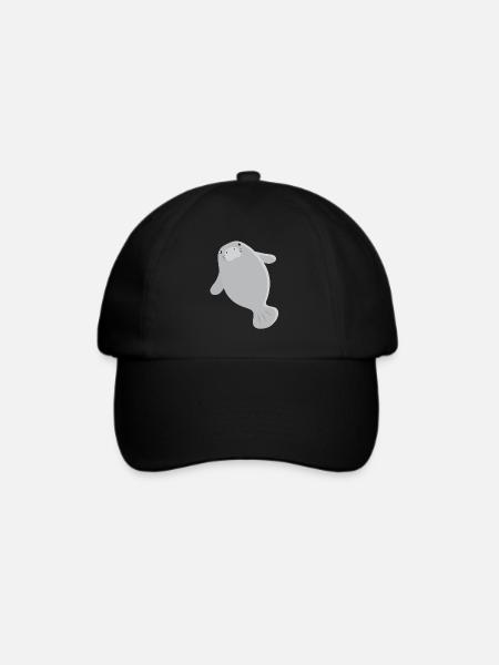 Super süße einzelne graue Seekuh - Baseballkappe - Schwarz/Schwarz