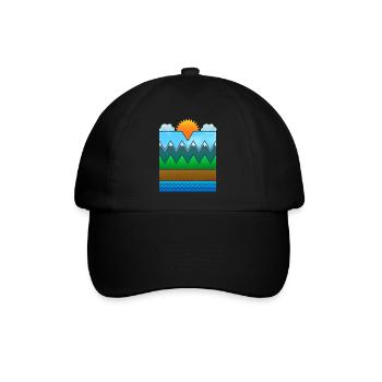 Landschaft (minimal) - Baseballkappe - Schwarz/Schwarz - Vorne