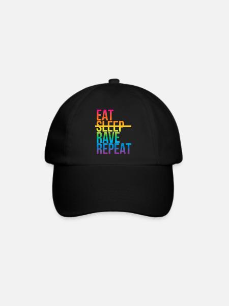 Rave - Eat sleep repeat3 - Baseballkappe - Schwarz/Schwarz