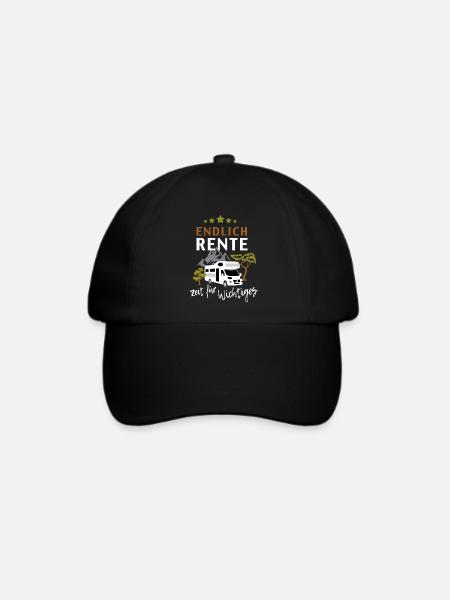 Endlich Rente Wohnmobil Camping Geschenk Shirt - Baseballkappe - Schwarz/Schwarz