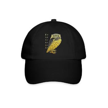 Ελλάδα Ellada Greece Griechenland Owl Gold Kauz - Baseballkappe - Schwarz/Schwarz - Vorne