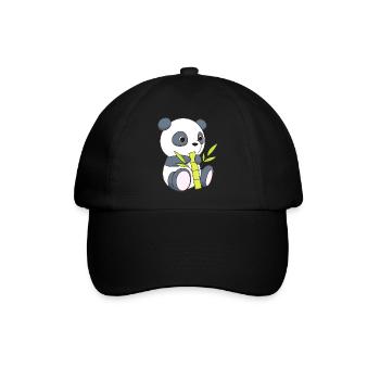 pandabär mit bambusstange - Baseballkappe - Schwarz/Schwarz - Vorne