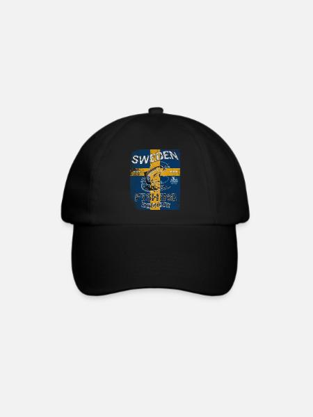 Sweden Fishing Flagge Angeln Fisch Design - Baseballkappe - Schwarz/Schwarz